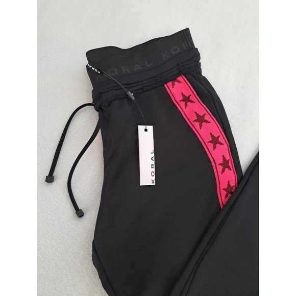 Revolve NEW Koral Activewear Napo Valo Sweatpant Pink Stars Strip Crop Small S - Picture 4 of 10